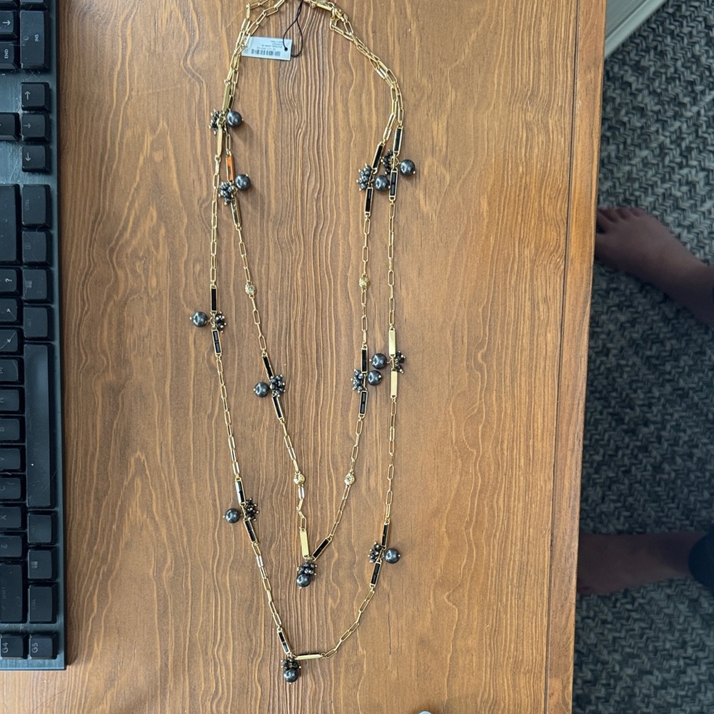 Henri Bendel Gold and Black Multi-Layer Necklace